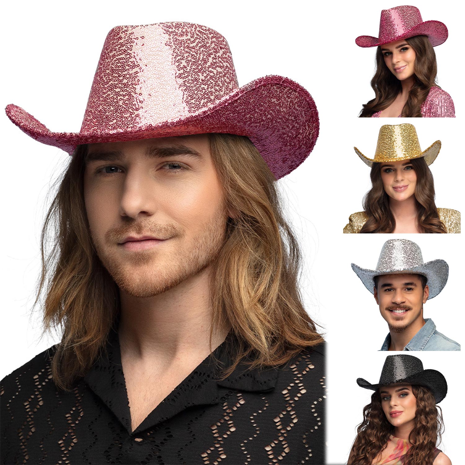 das-kost-mland-accessoires-cowboyhut-rodeo-party-glitzer-gold image 1