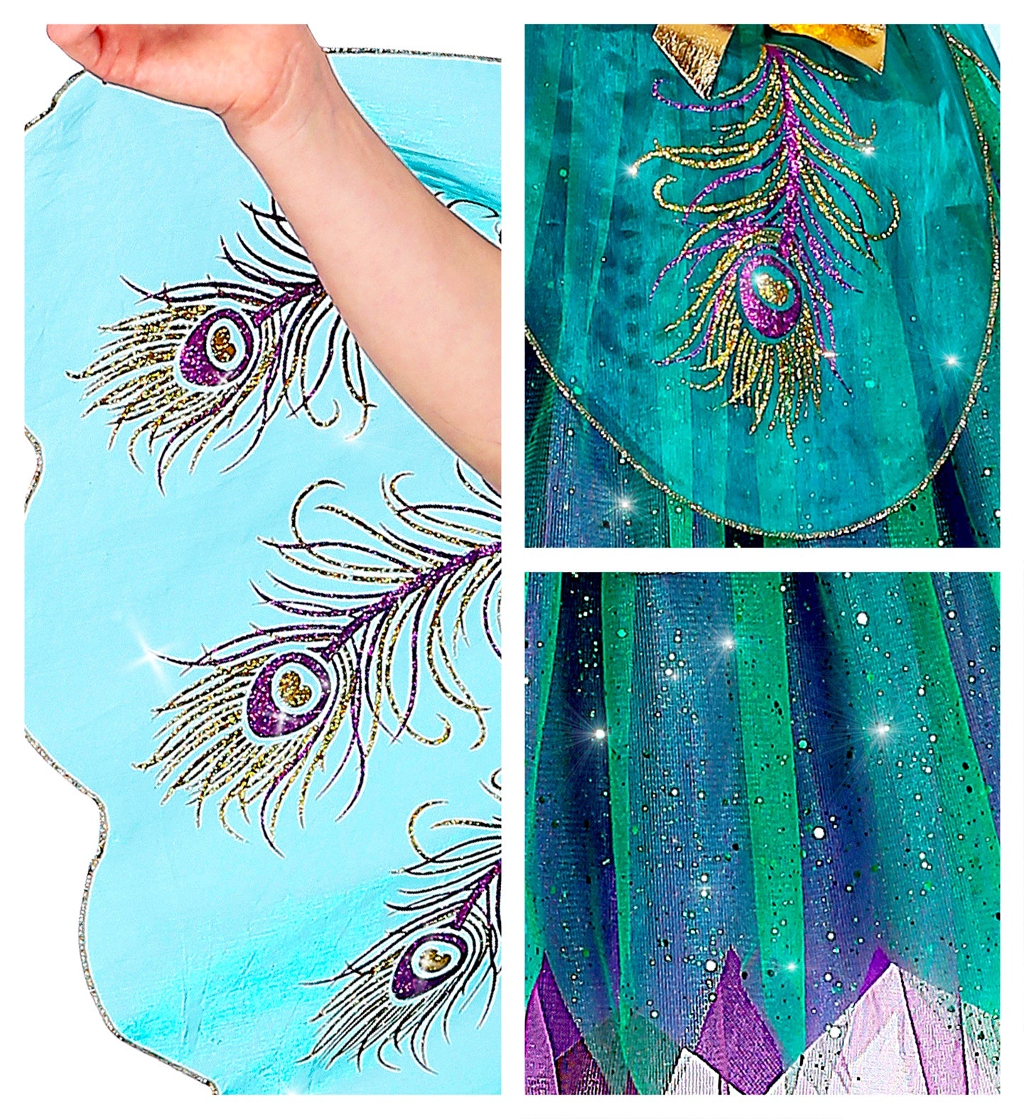 das-kost-mland-pfau-kinderkost-m-glitzerkleid-t-rkis-lila image 3
