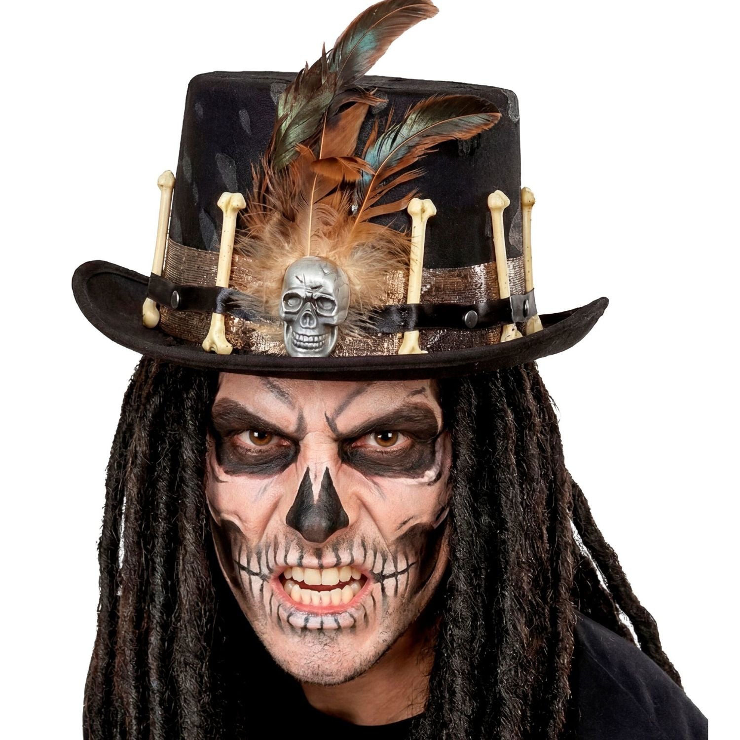 das-kost-mland-voodoo-zylinder-totenkopf-kost-mhut-schwarz image 2