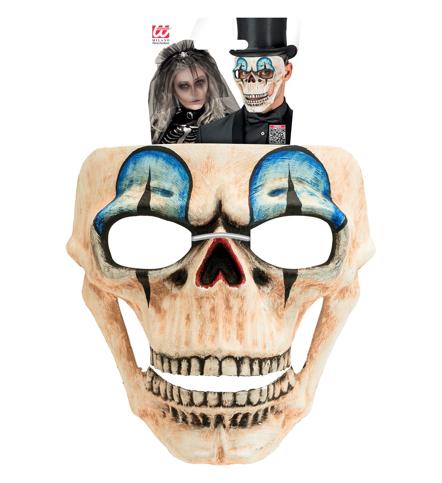 das-kost-mland-commedia-dellarte-totenkopf-maske-beige-blau image 2