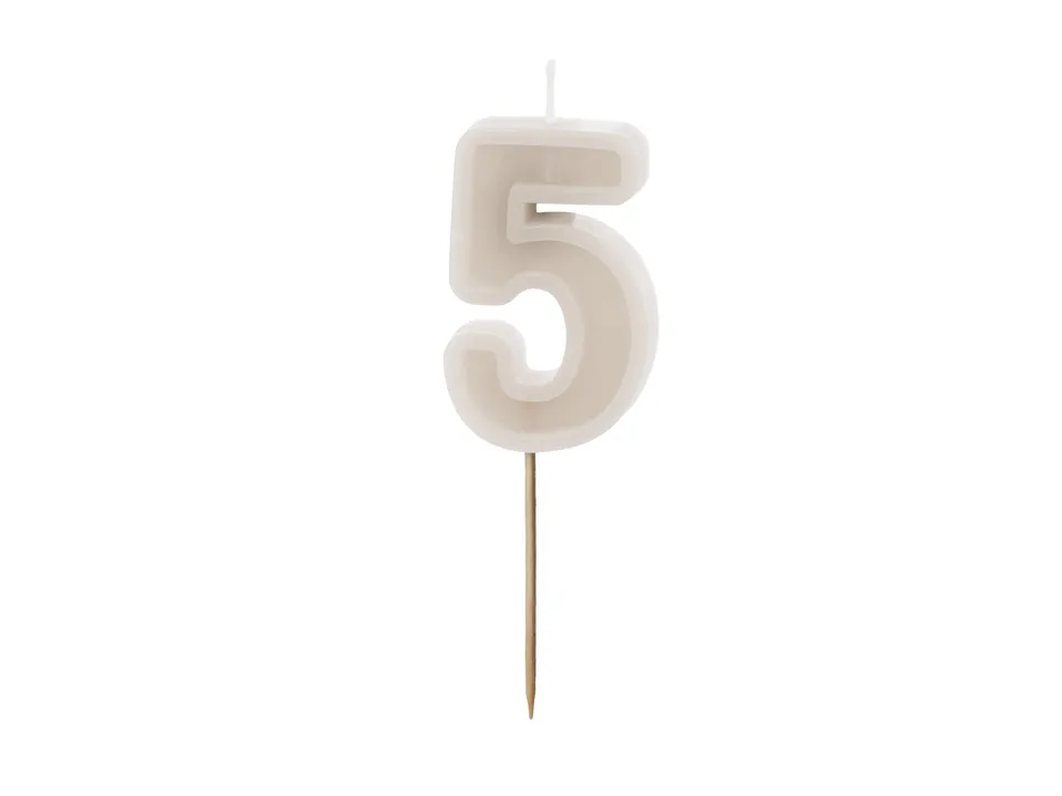 das-kost-mland-dekorationen-zahlenkerze-5-tortenkerze-grau-6-cm image 1
