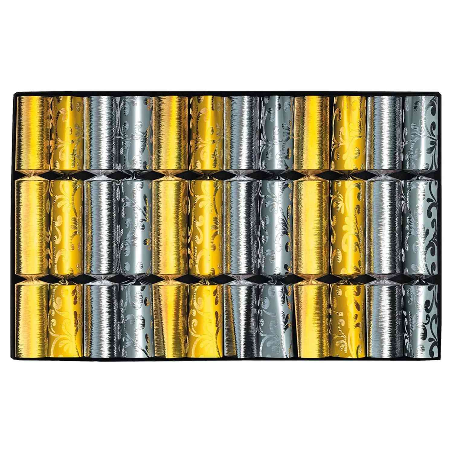 das-kost-mland-dekorationen-knallbonbons-gold-silber-18cm-12-st-ck image 1