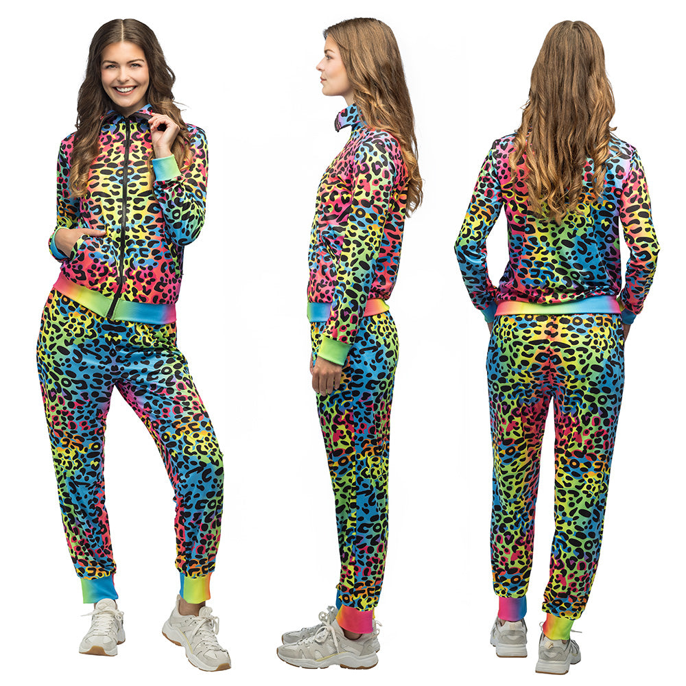 das-kost-mland-damen-trainingsanzug-leopard-art-neon-mehrfarbig image 2
