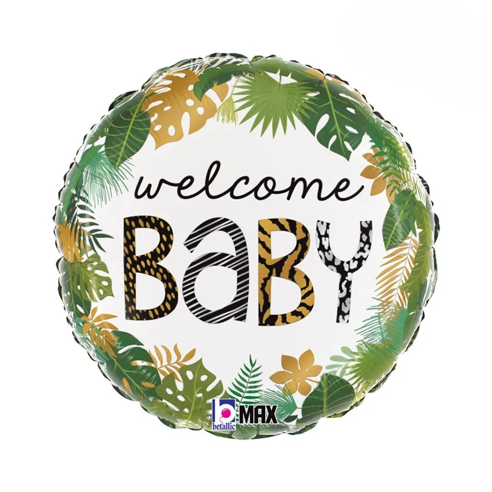 das-kost-mland-folienballon-dschungel-welcome-baby-46cm image 1
