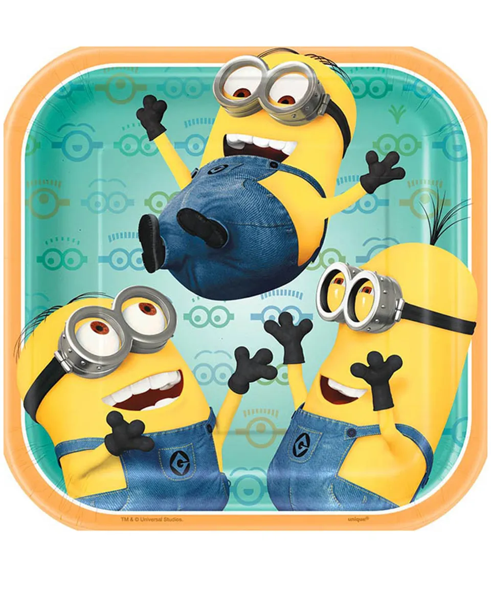 das-kost-mland-minions-pappteller-eckig-18cm-8stk-tischdeko image 1