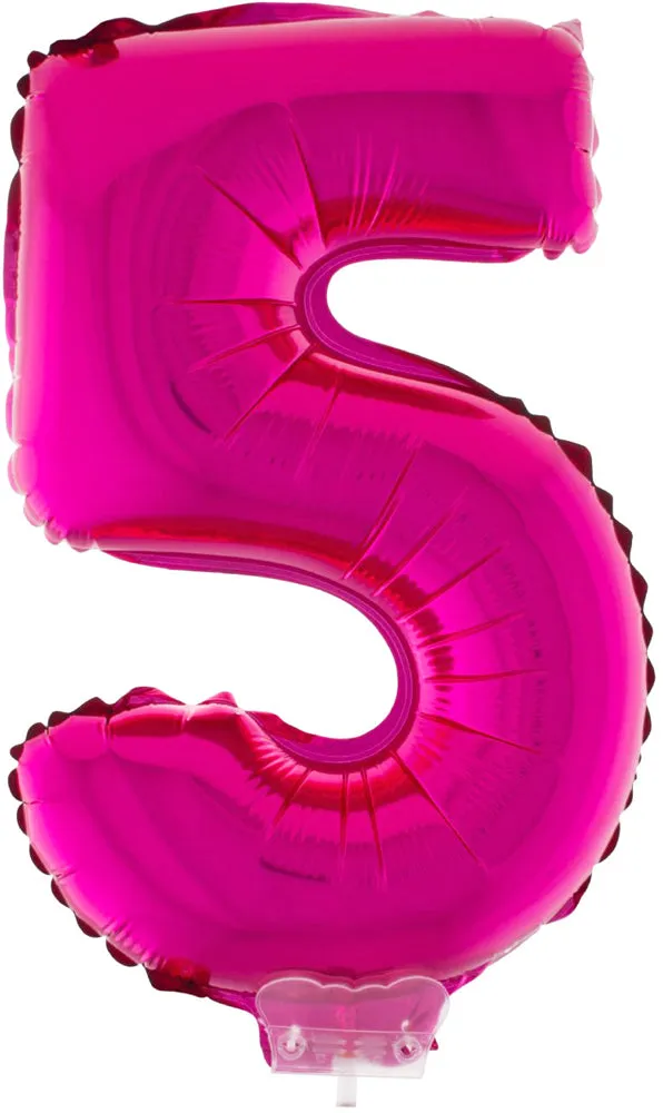 das-kost-mland-zahlen-folienballon-41cm-pink-zahl-5-mit-stab image 1
