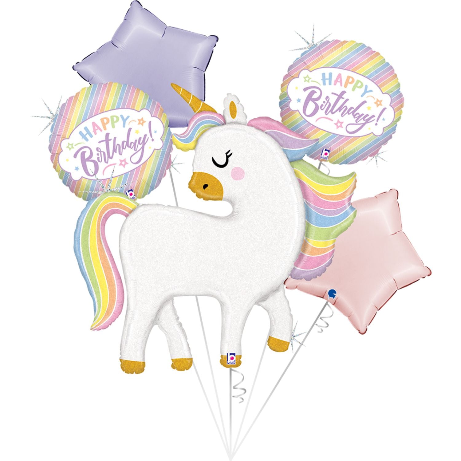 das-kost-mland-einhorn-folienballon-set-happy-birthday-5-tlg image 1