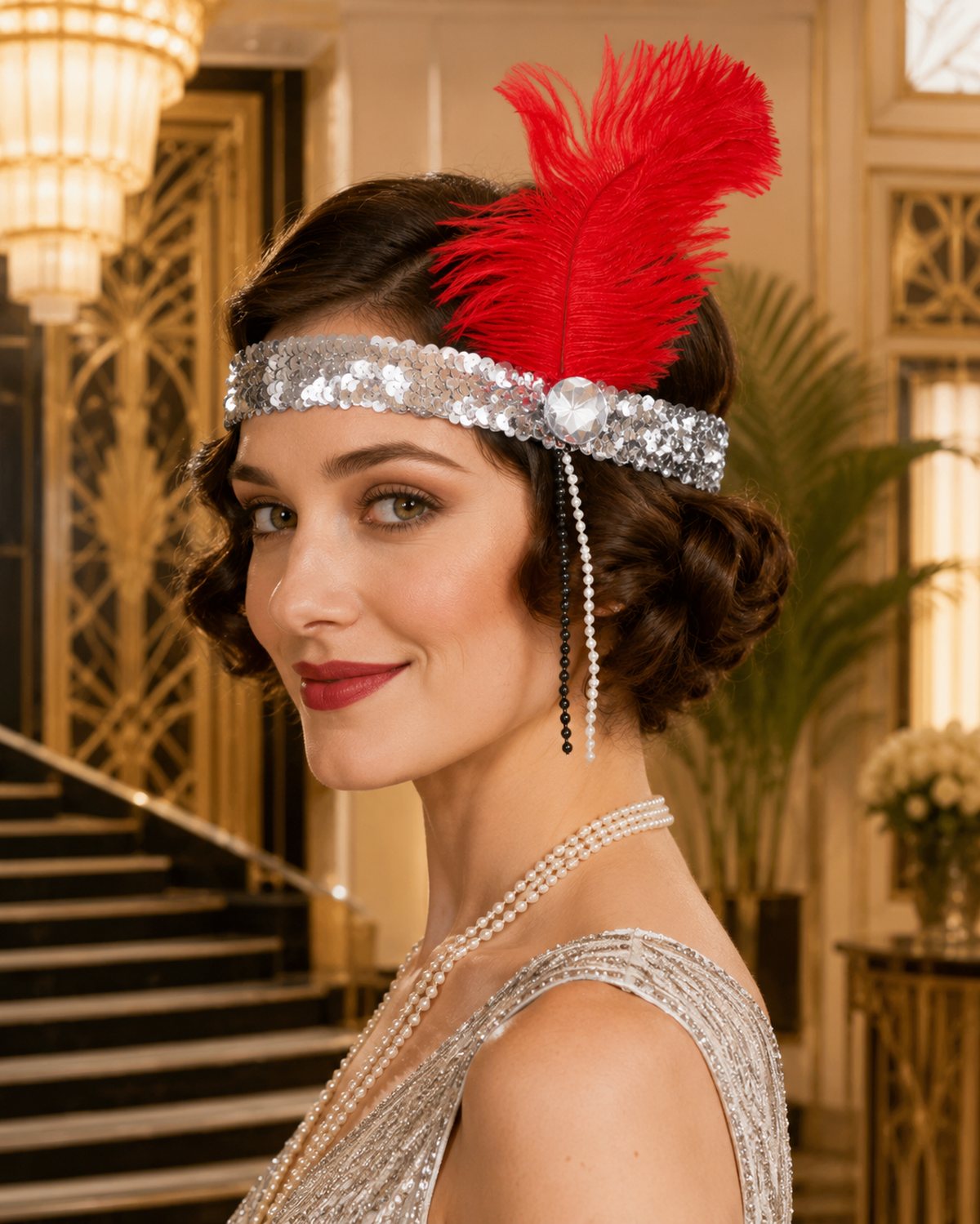 das-kost-mland-accessoires-charleston-stirnband-kira-silber-rot image 5