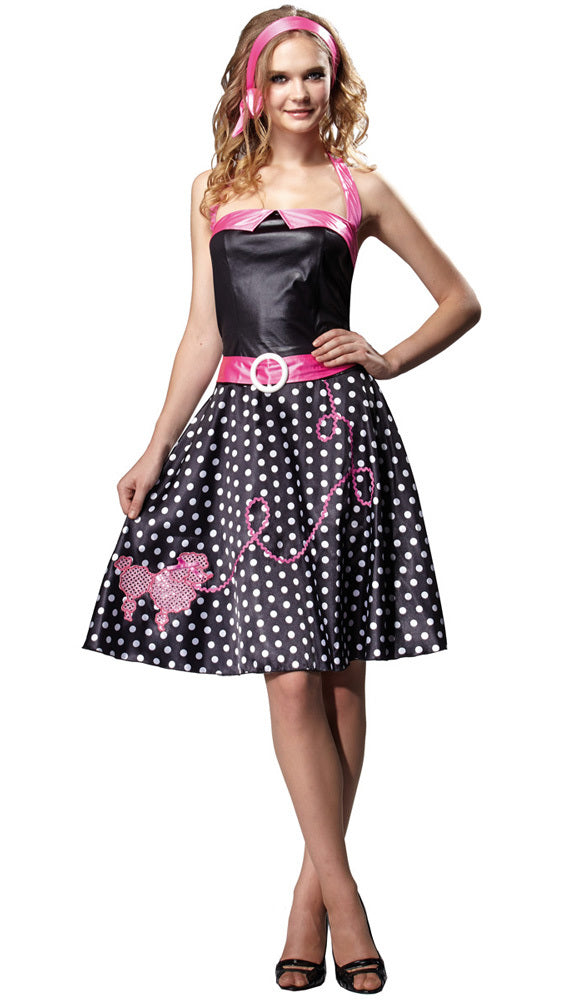 das-kost-mland-damen-sixties-kost-m-peggy-sue-kleid-schwarz-pink-36-38 image 2