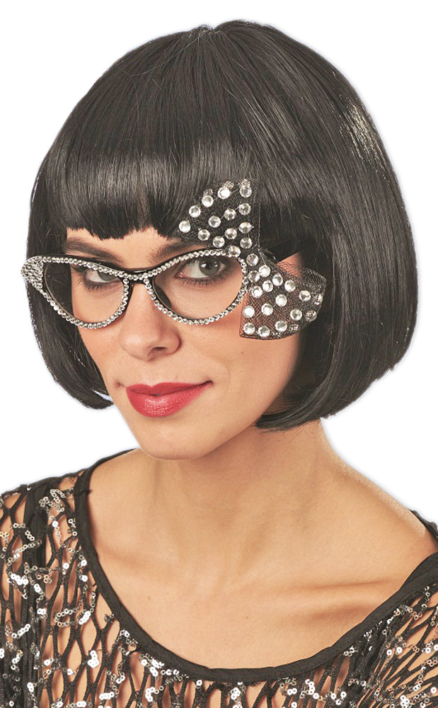 das-kost-mland-accessoires-cat-eye-brille-schwarz-kristall image 1