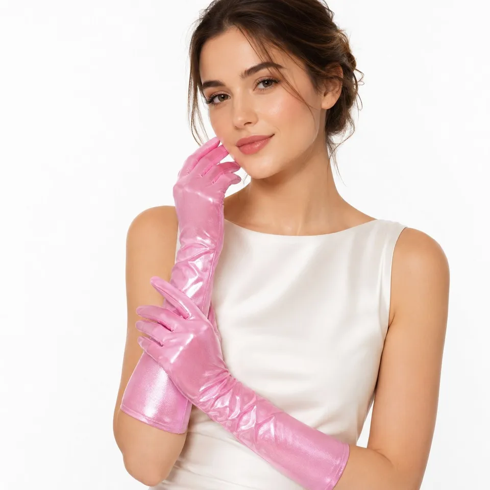 das-kost-mland-shine-glitzernde-handschuhe-rosa-40-cm-lang image 1