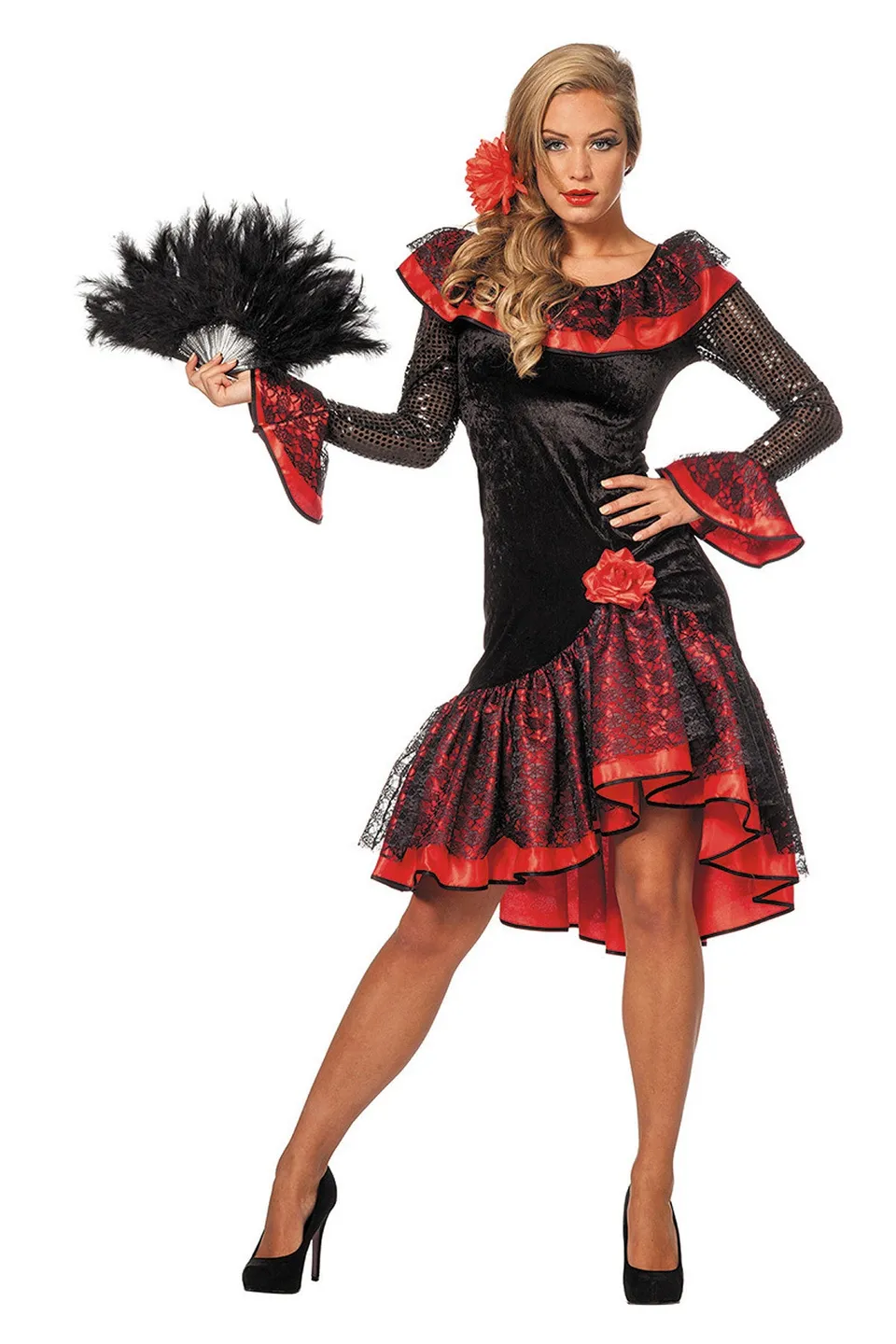 das-kost-mland-damen-spanierin-adelina-kleid-schwarz-rot-38 image 1