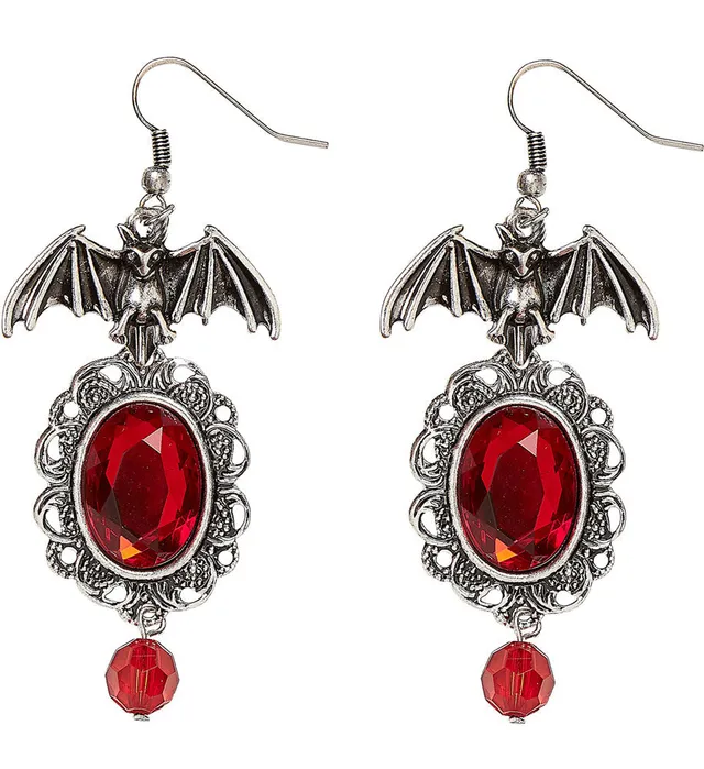 das-kost-mland-fledermaus-ohrringe-silber-rot-schmuckstein image 1
