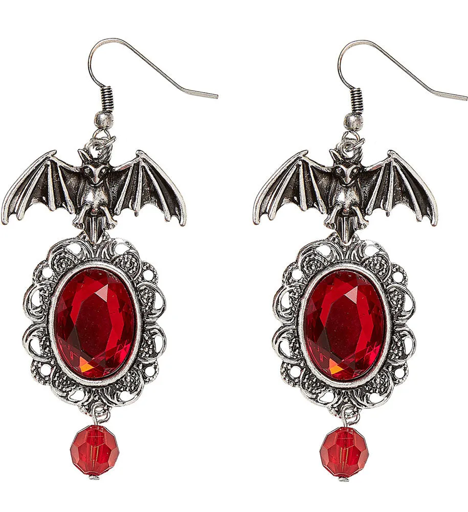 das-kost-mland-fledermaus-ohrringe-silber-rot-schmuckstein image 1