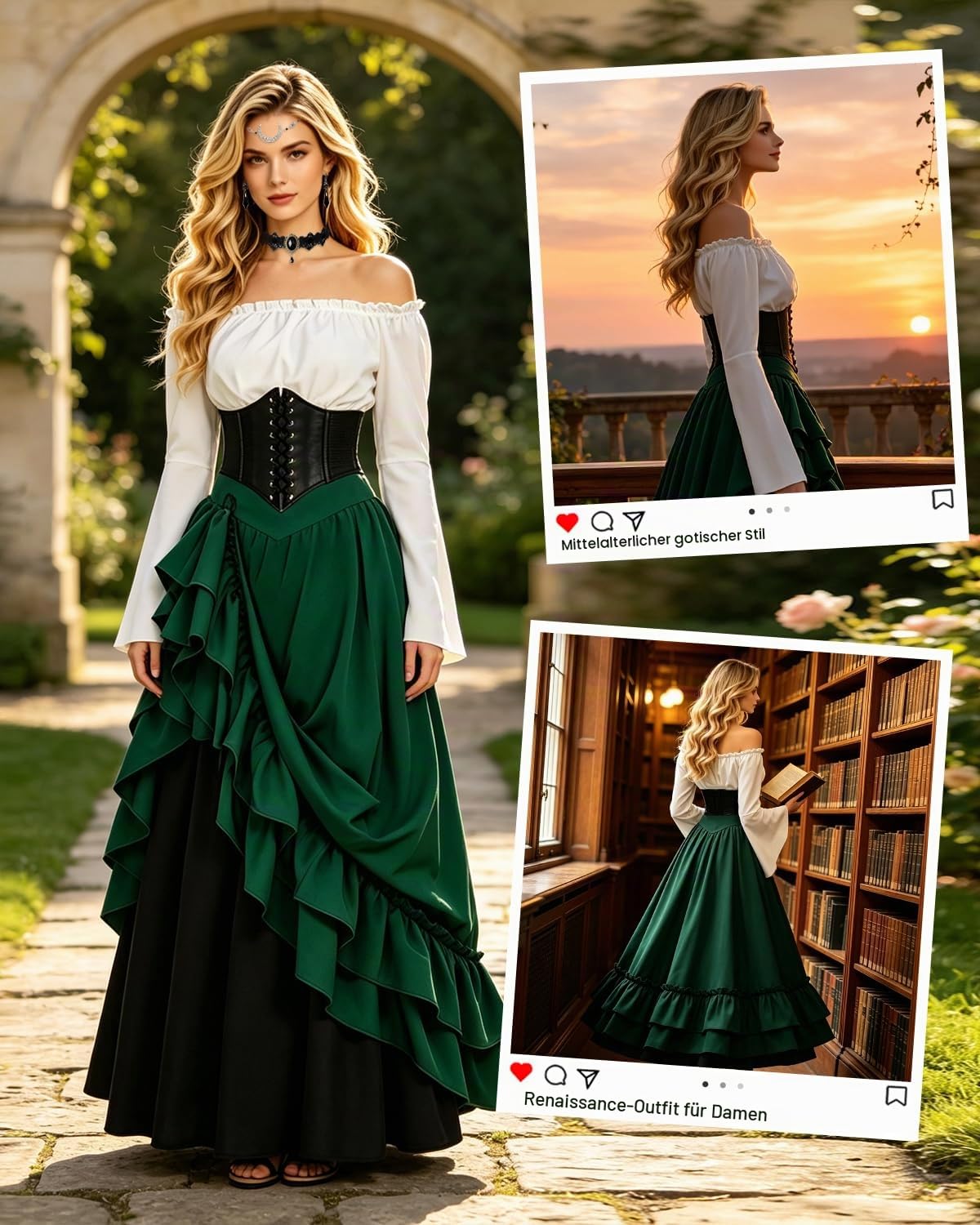 heitoyi-mittelalter-kost-m-damen-gr-n-xl-mit-g-rtel image 7