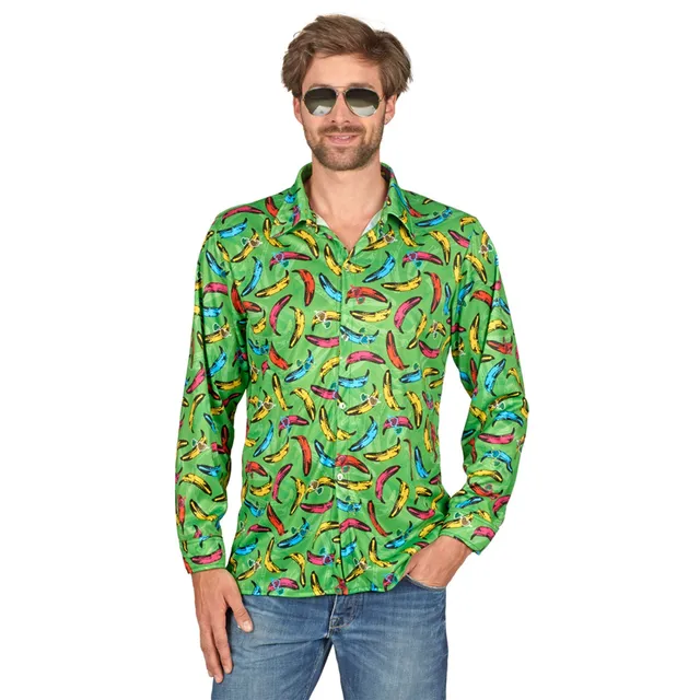 das-kost-mland-retro-hippie-hemd-pop-banana-herren-gr-n-50-52 image 1