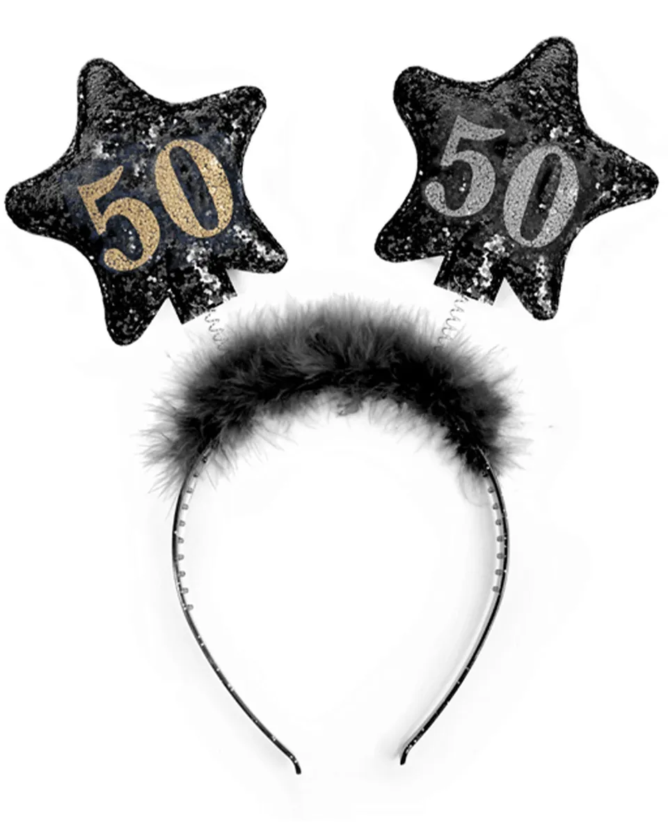 das-kost-mland-accessoires-haarreif-mit-sternen-50-schwarz-geburtstag image 1