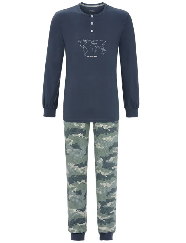 ringella-herren-pyjama-world-map-2541201-dark-petrol-baumwolle image 1
