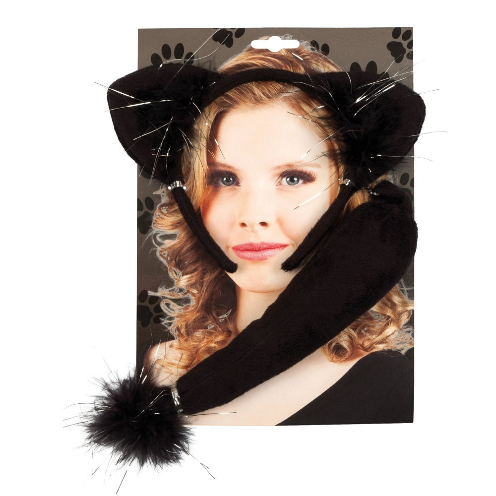 das-kost-mland-tier-kost-m-set-schwarze-katze-ohren-schwanz image 2