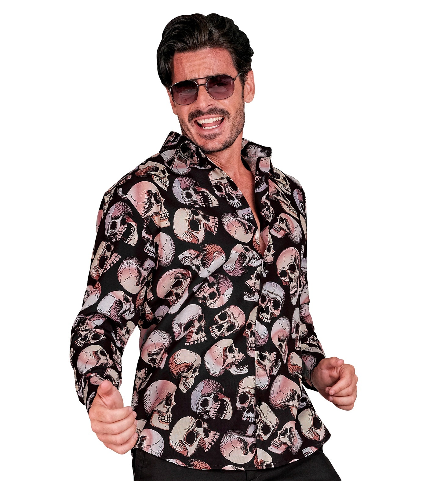 das-kost-mland-totenkopf-halloween-hemd-uv-mehrfarbig-l-xl image 2