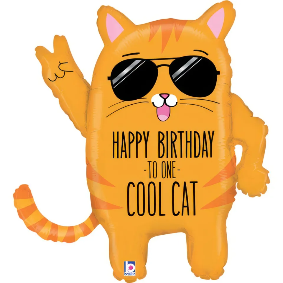 das-kost-mland-cool-cat-folienballon-katze-66-cm-happy-birthday image 1