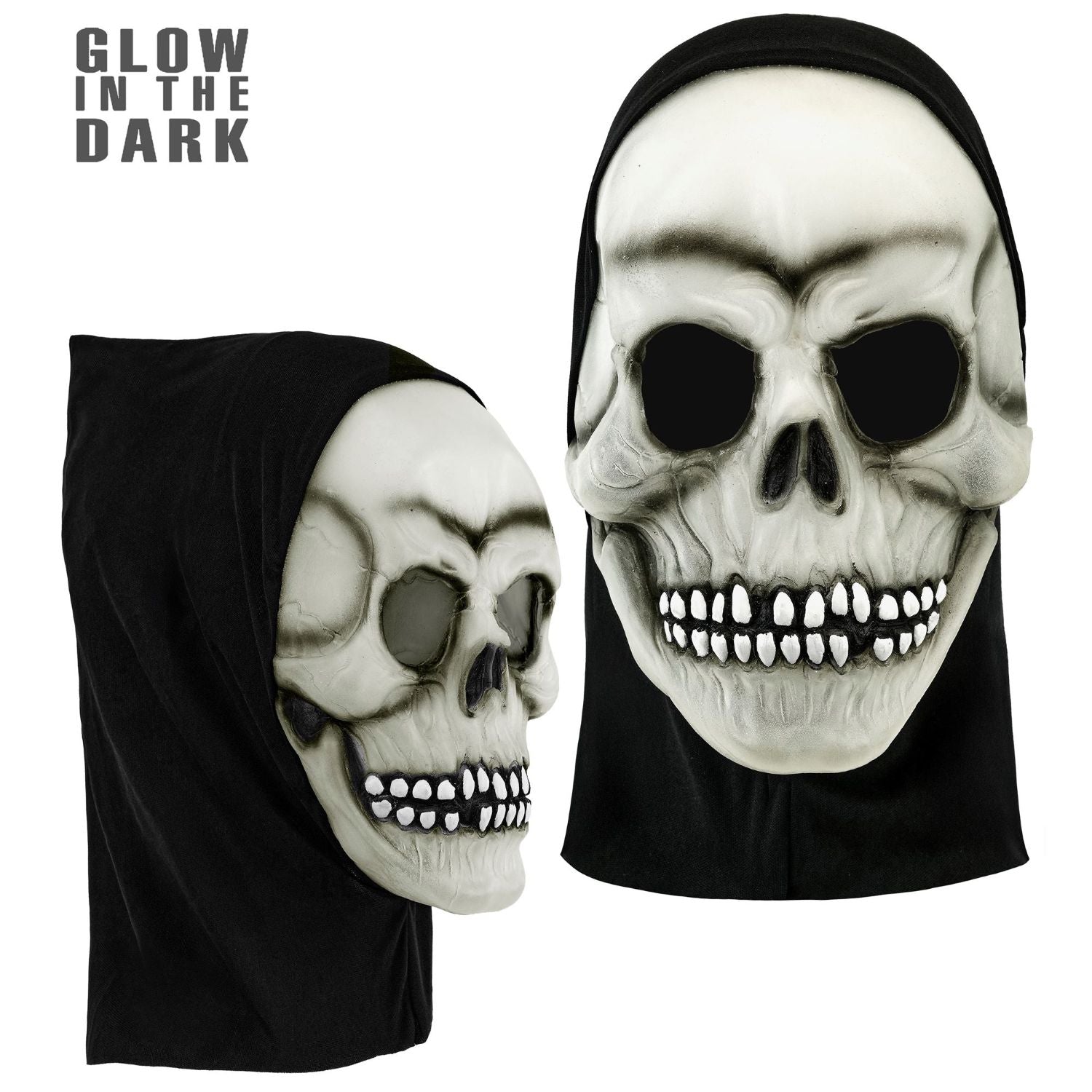 das-kost-mland-totenkopf-maske-kapuze-wei-schwarz-leuchtend image 4