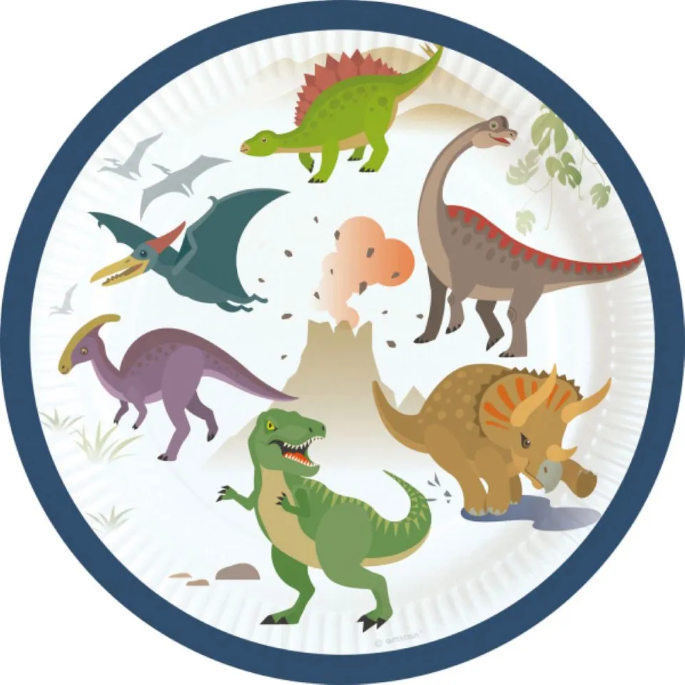 happy-dinosaurier-pappteller-18-cm-8-st-ck-dino-party image 1