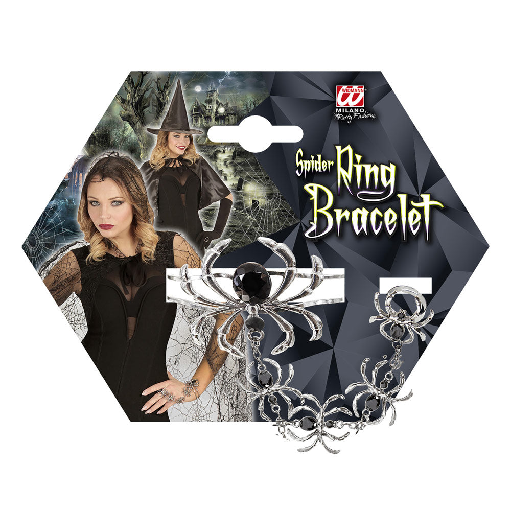 das-kost-mland-accessoires-armband-spinnenring-silber-schwarz image 2