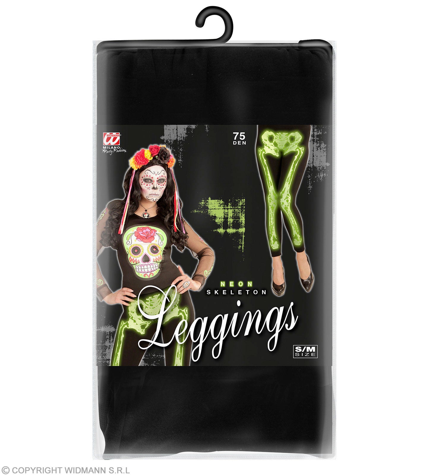 das-kost-mland-damen-skelett-leggings-schwarz-neongr-n-s-m image 5