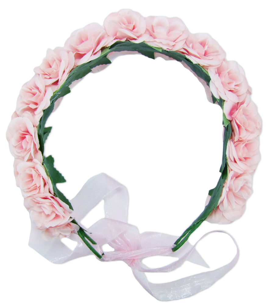 das-kost-mland-dekorationen-blumenkranz-rosen-haarkranz-rosa-textil image 1