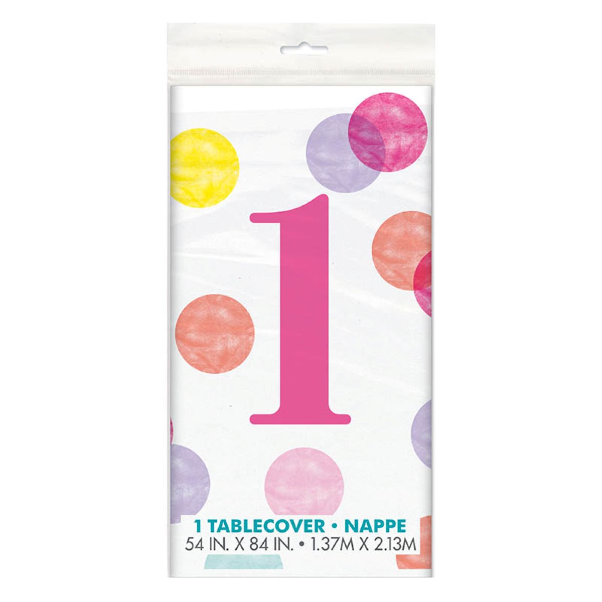 das-kost-mland-tischdecke-pvc-dots-rosa-1st-birthday-137x213cm image 2