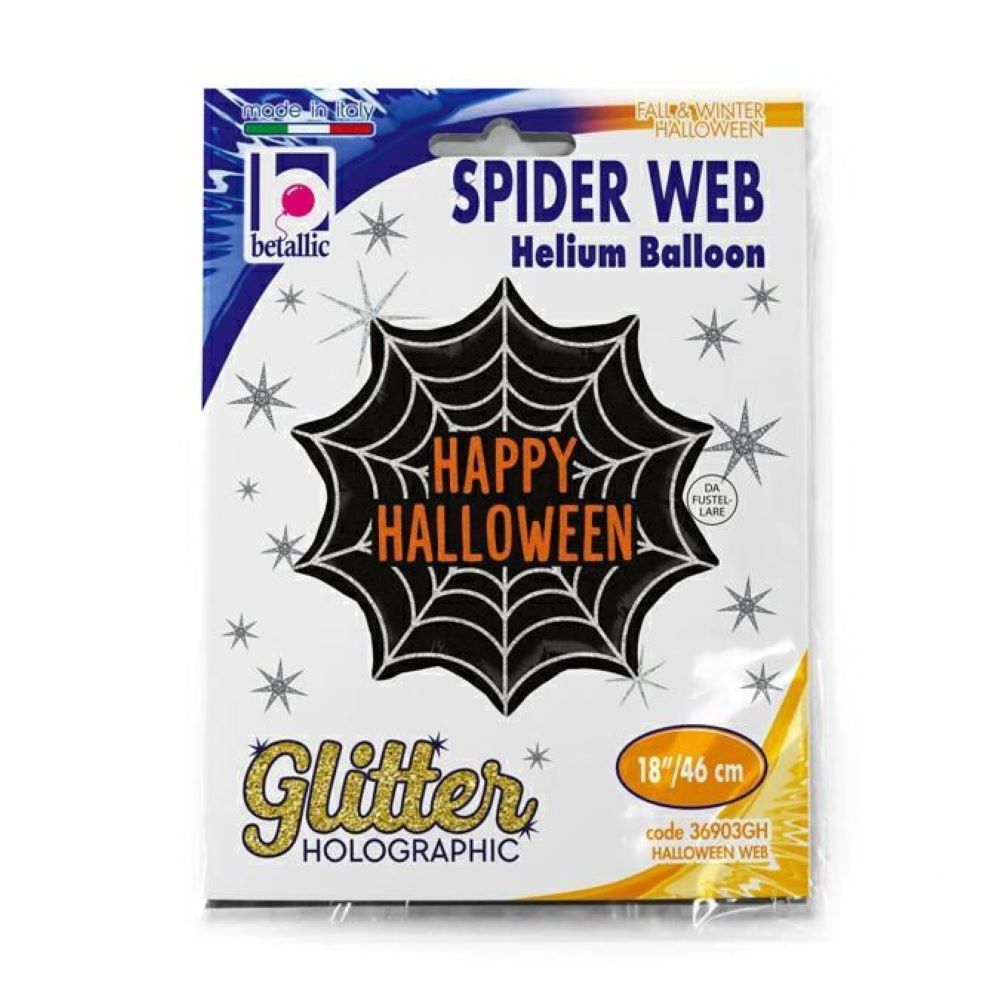 das-kost-mland-dekorationen-folienballon-halloween-spider-web-holo-46-cm image 2