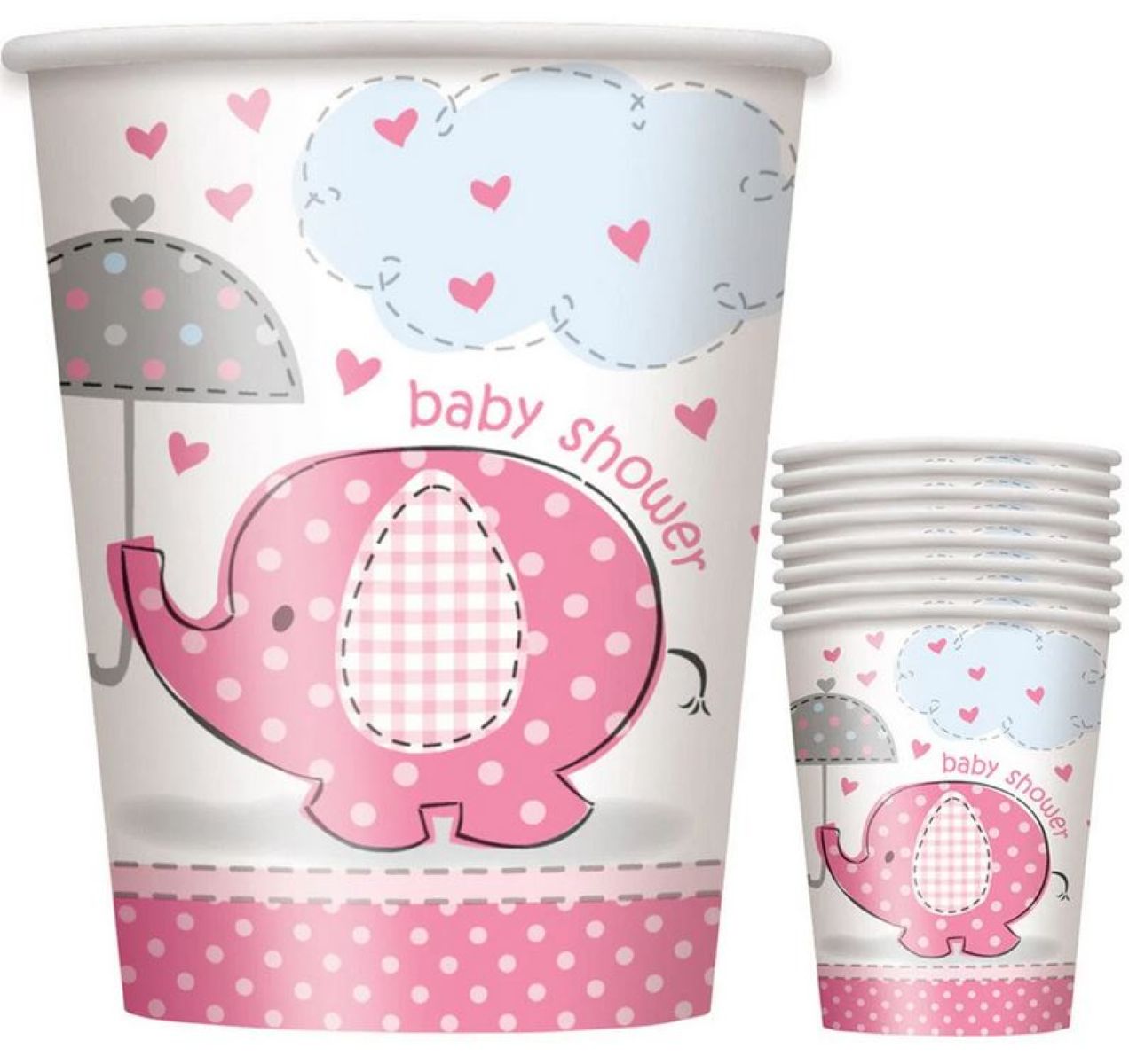 das-kost-mland-dekorationen-pappbecher-elephant-pink-266ml-8stk image 1