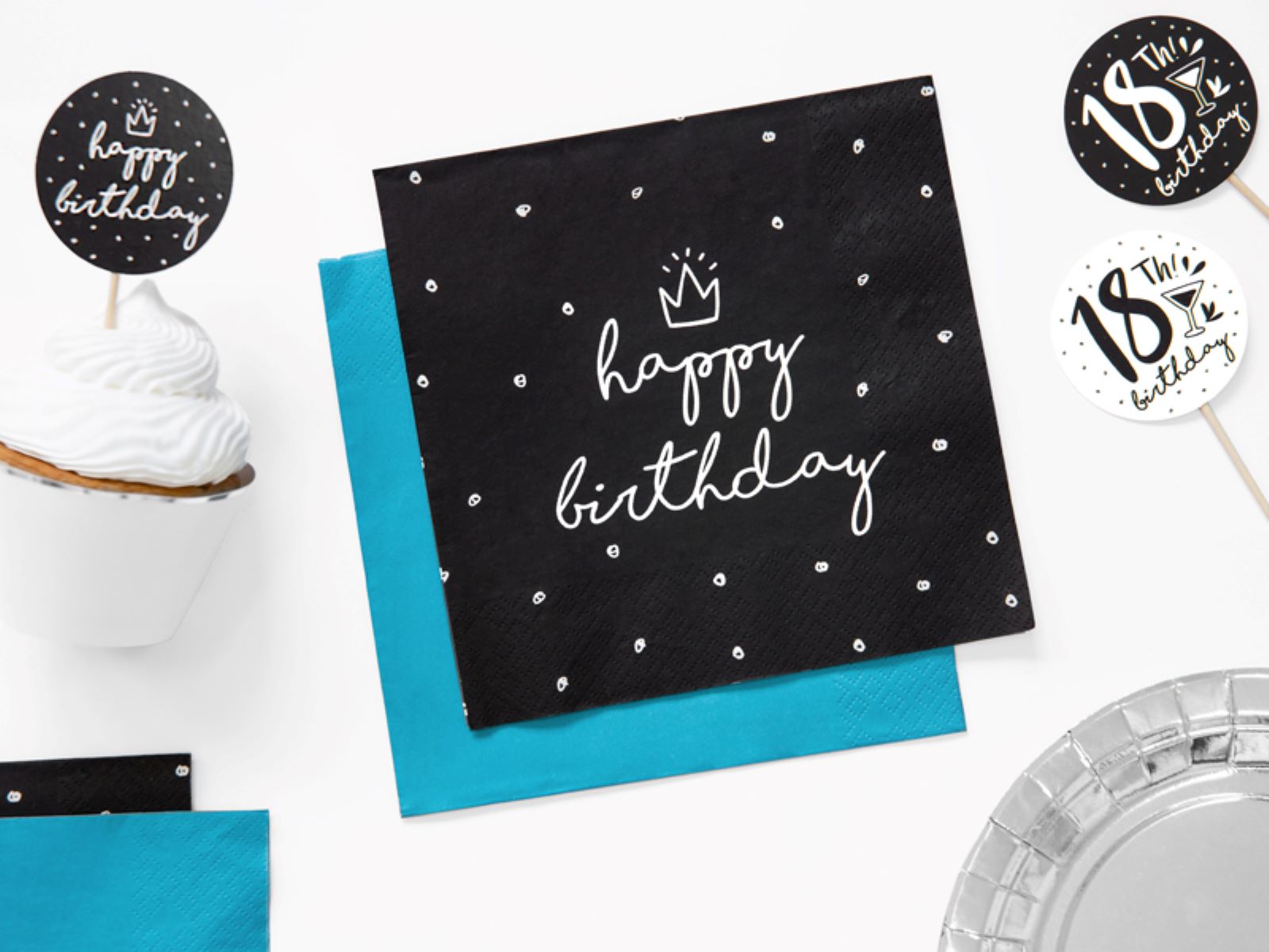 das-kost-mland-happy-birthday-servietten-schwarz-20stk-33x33cm image 3