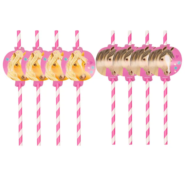 amscan-pretty-pony-papier-trinkhalme-pink-pferdemotiv-8-st-ck image 1