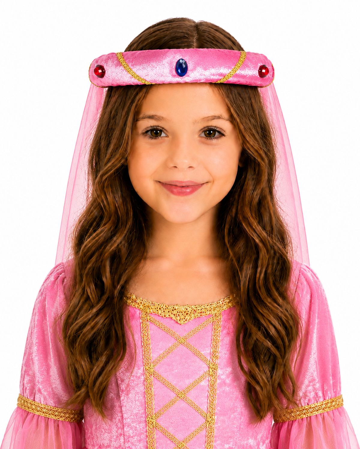 rosalin-mittelalter-haarband-mit-schleier-pink-f-r-m-dchen image 1