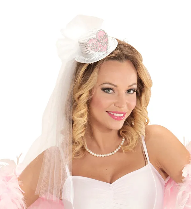 das-kost-mland-mini-hut-braut-wei-rosa-bride-to-be-schleier image 1