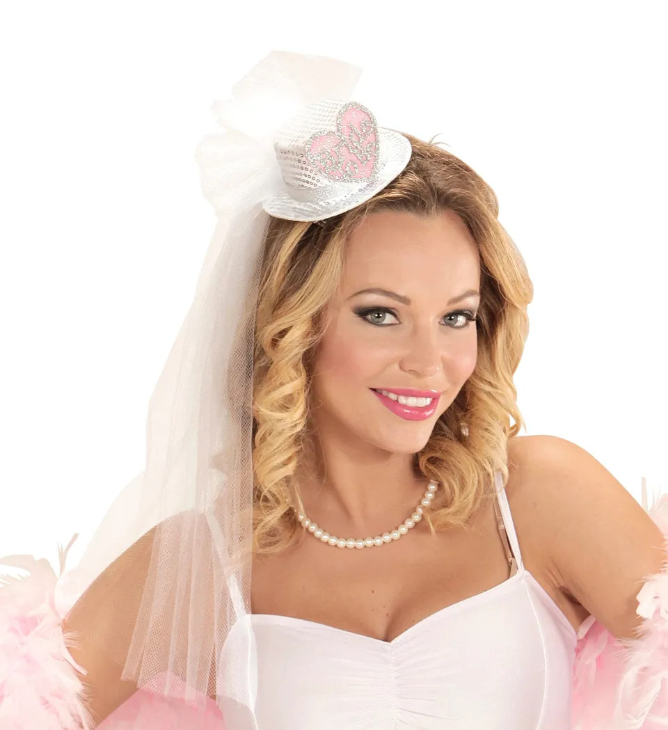 das-kost-mland-mini-hut-braut-wei-rosa-bride-to-be-schleier image 1