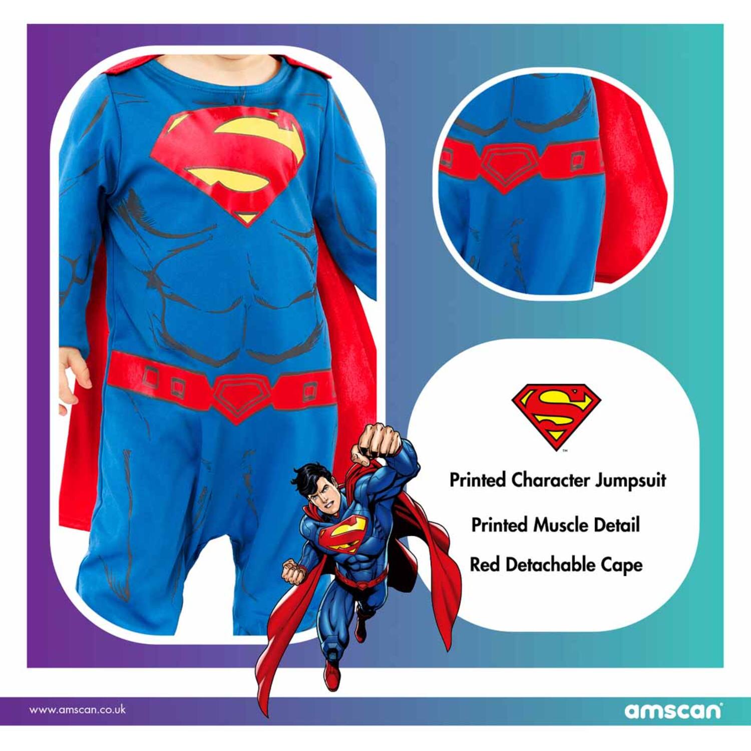 superman-kost-m-kinder-2-3-jahre-blau-rot-overall-mit-umhang image 3