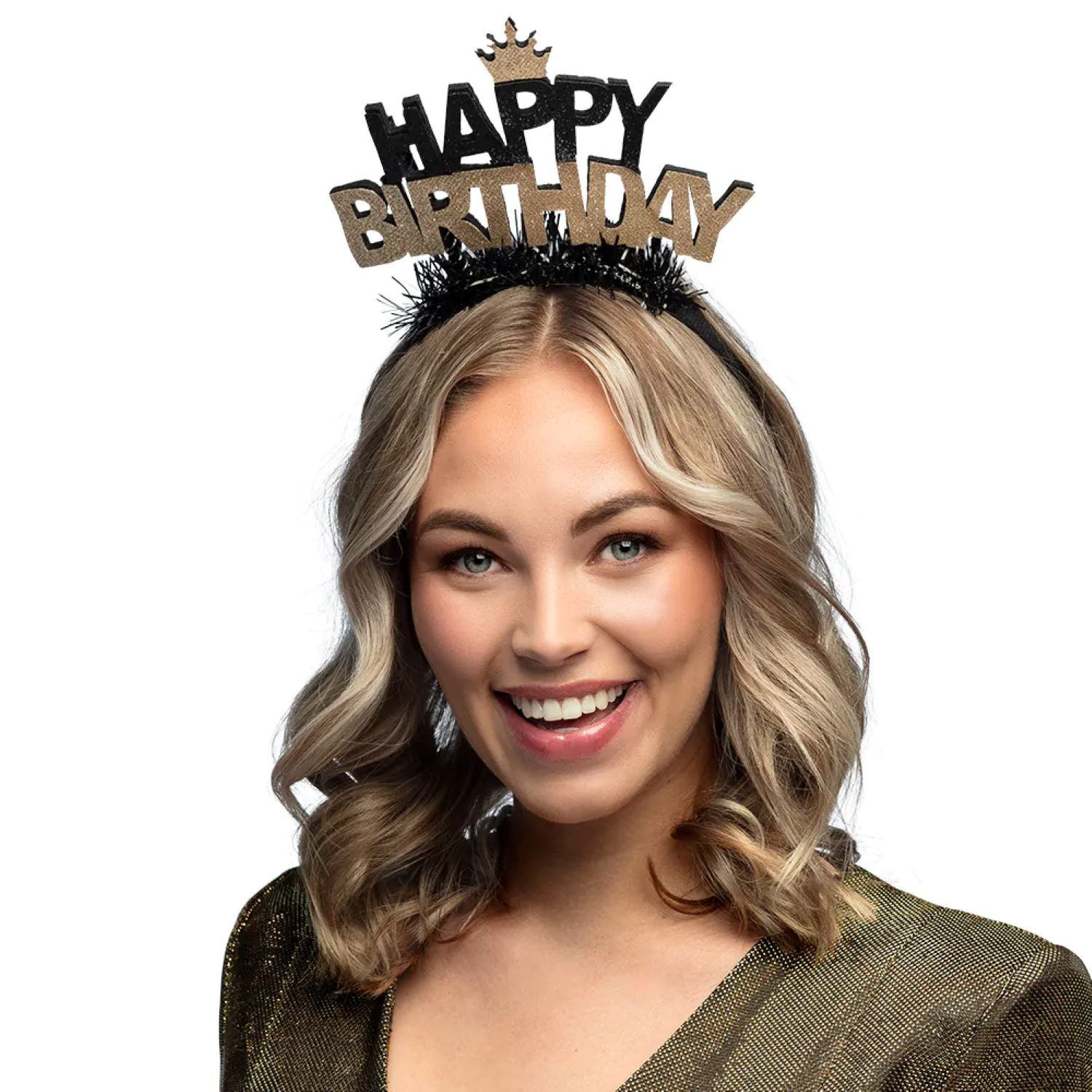 das-kost-mland-happy-birthday-diadem-haarreif-gold-schwarz image 2