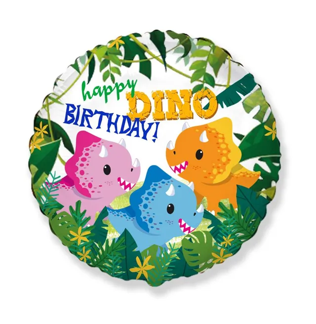 das-kost-mland-dekorationen-folienballon-happy-dino-45cm-triceratops image 1