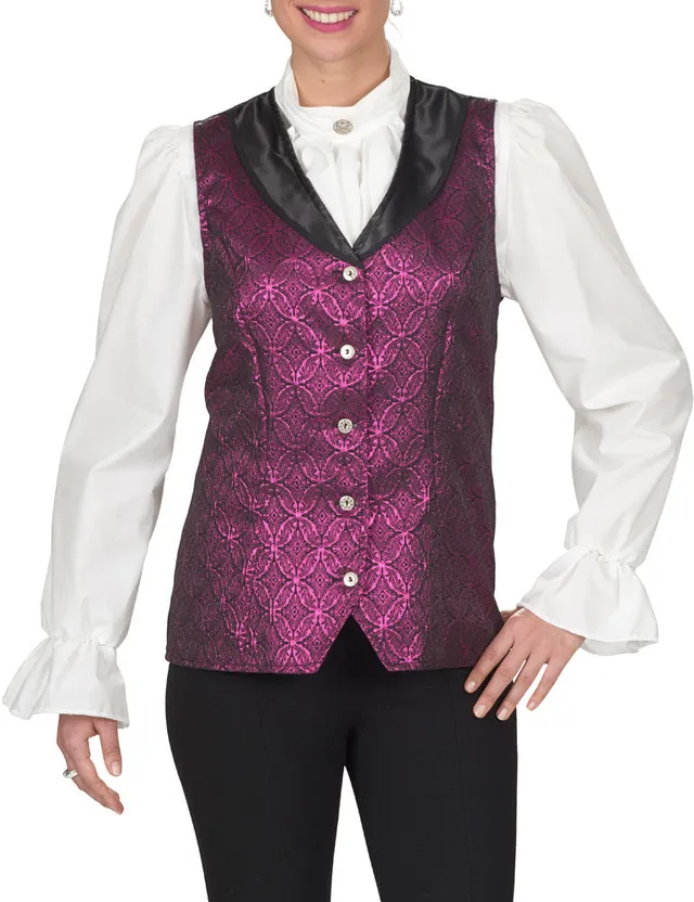 das-kost-mland-accessoires-brokat-weste-barock-damen-pink-gr-40-42 image 1