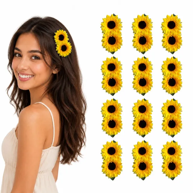 sonnenblumen-haarspange-damen-gelb-12er-set-blume image 1