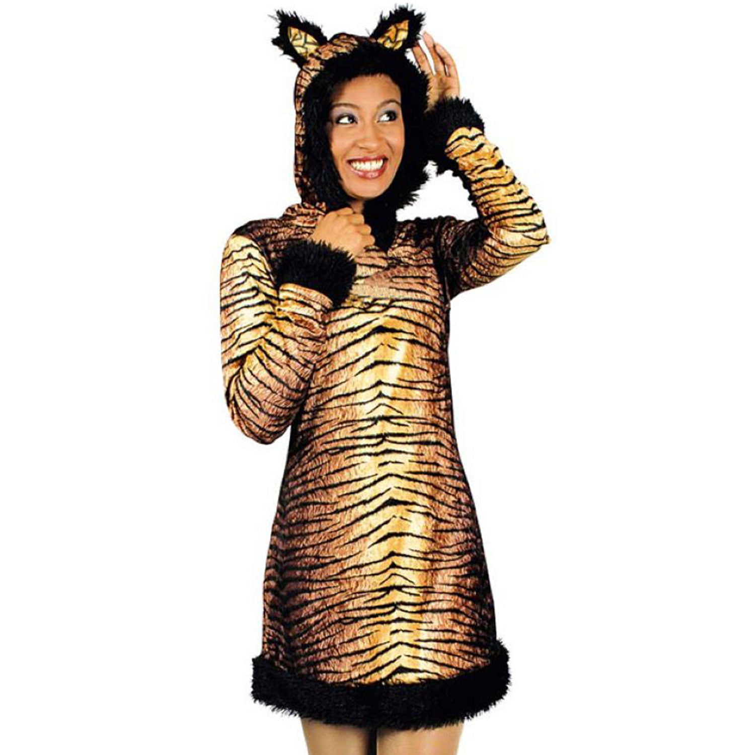 das-kost-mland-damen-tiger-tierkost-m-kleid-stulpen-kapuze image 2