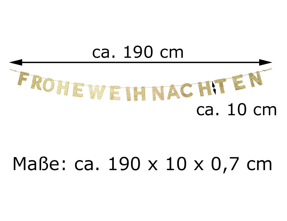 das-kost-mland-frohe-weihnachten-holz-girlande-190cm-gold image 2