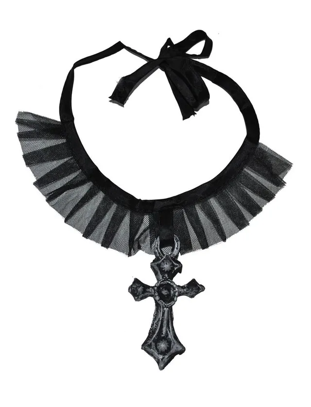 das-kost-mland-halsband-mit-kreuz-kost-mkette-schwarz-einheitsgr-e image 1