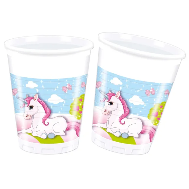 das-kost-mland-plastikbecher-einhorn-200ml-8-st-ck-partybecher image 1