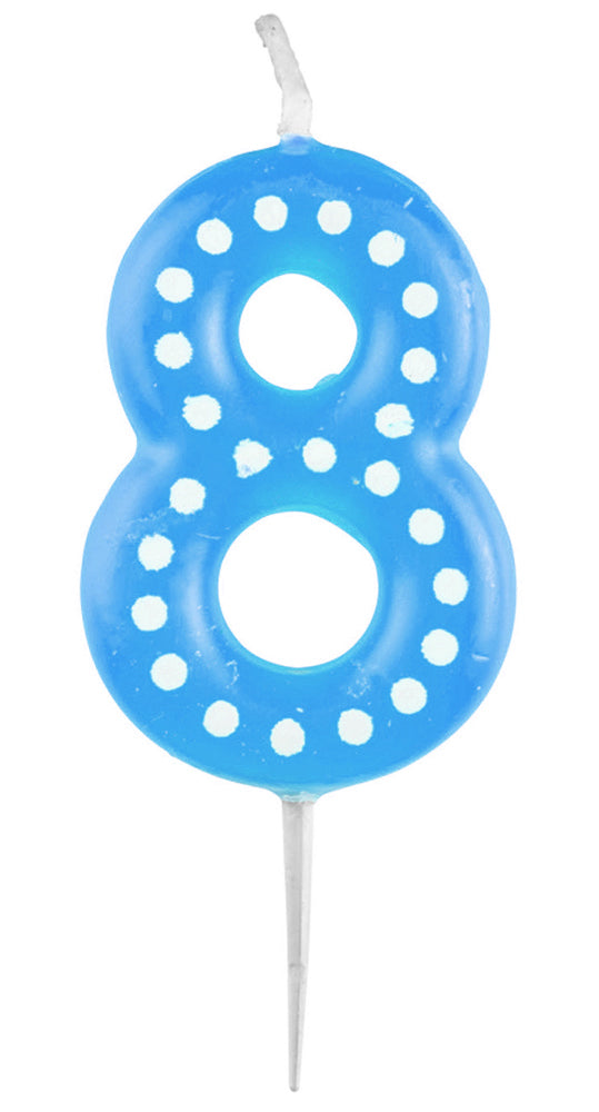 das-kost-mland-zahlenkerze-8-geburtstagskerze-blau-mit-punkten image 1