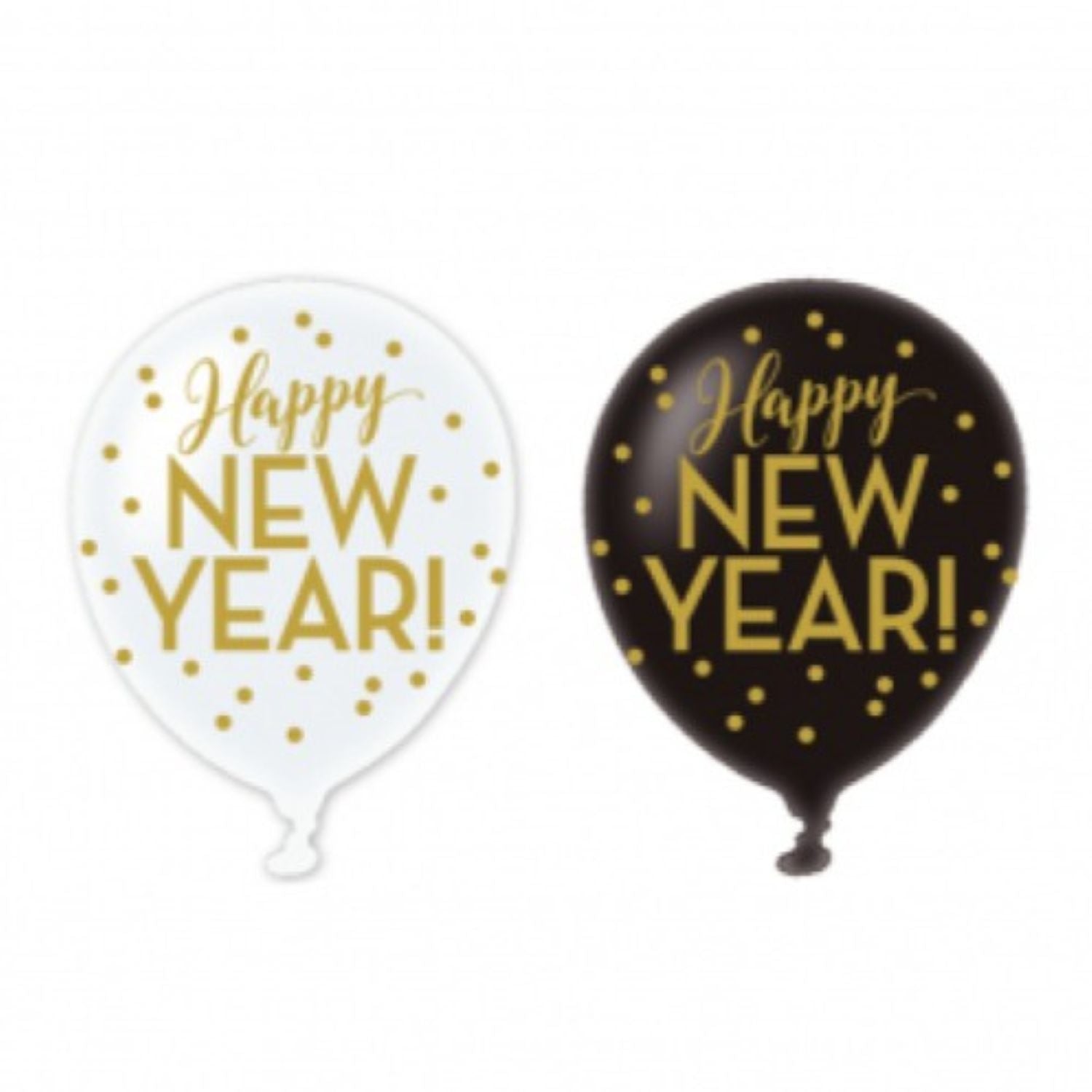 das-kost-mland-dekorationen-happy-new-year-latexballon-6-stk-schwarz image 1
