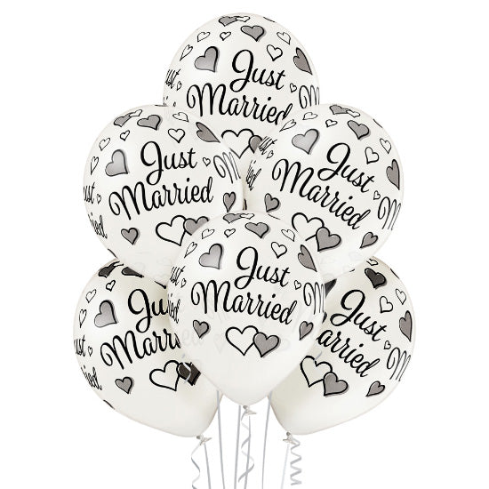 das-kost-mland-just-married-luftballons-6-stk-pearl-30-cm image 1